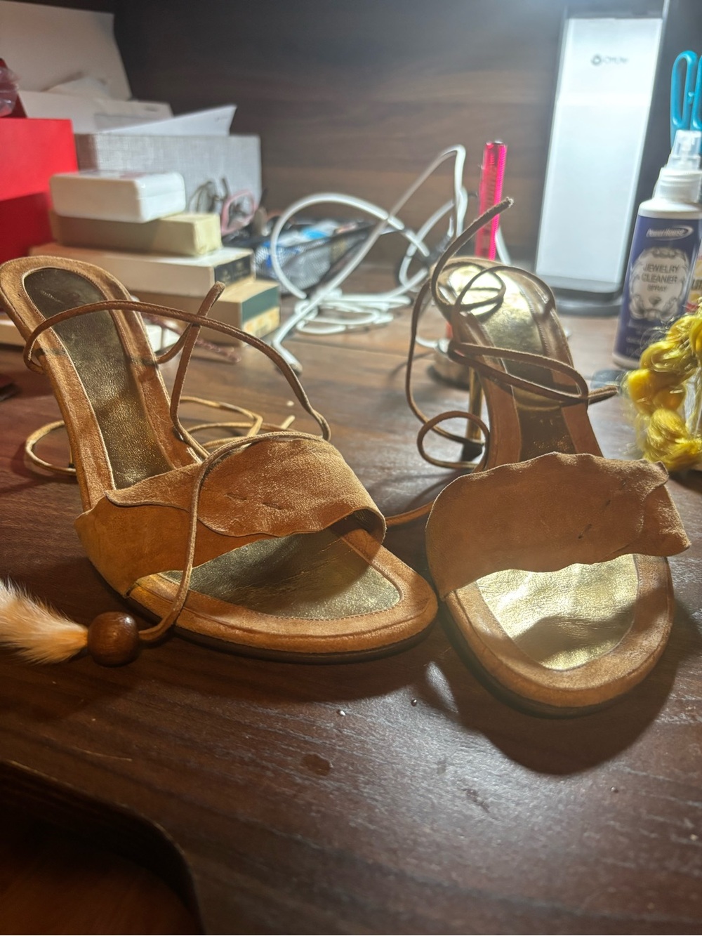 Dolce & Gabbana Tan Suede Strappy Heels